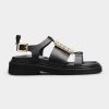 Roger Vivier Women Viv' Rangers Strass Buckle Sandals in Leather-Black