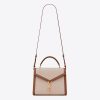 Saint Laurent YSL Women Cassandra Medium Top Handle Bag in Canvas and Smooth Leather