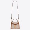 Saint Laurent YSL Women Cassandra Mini Top Handle Bag in Canvas and Smooth Leather
