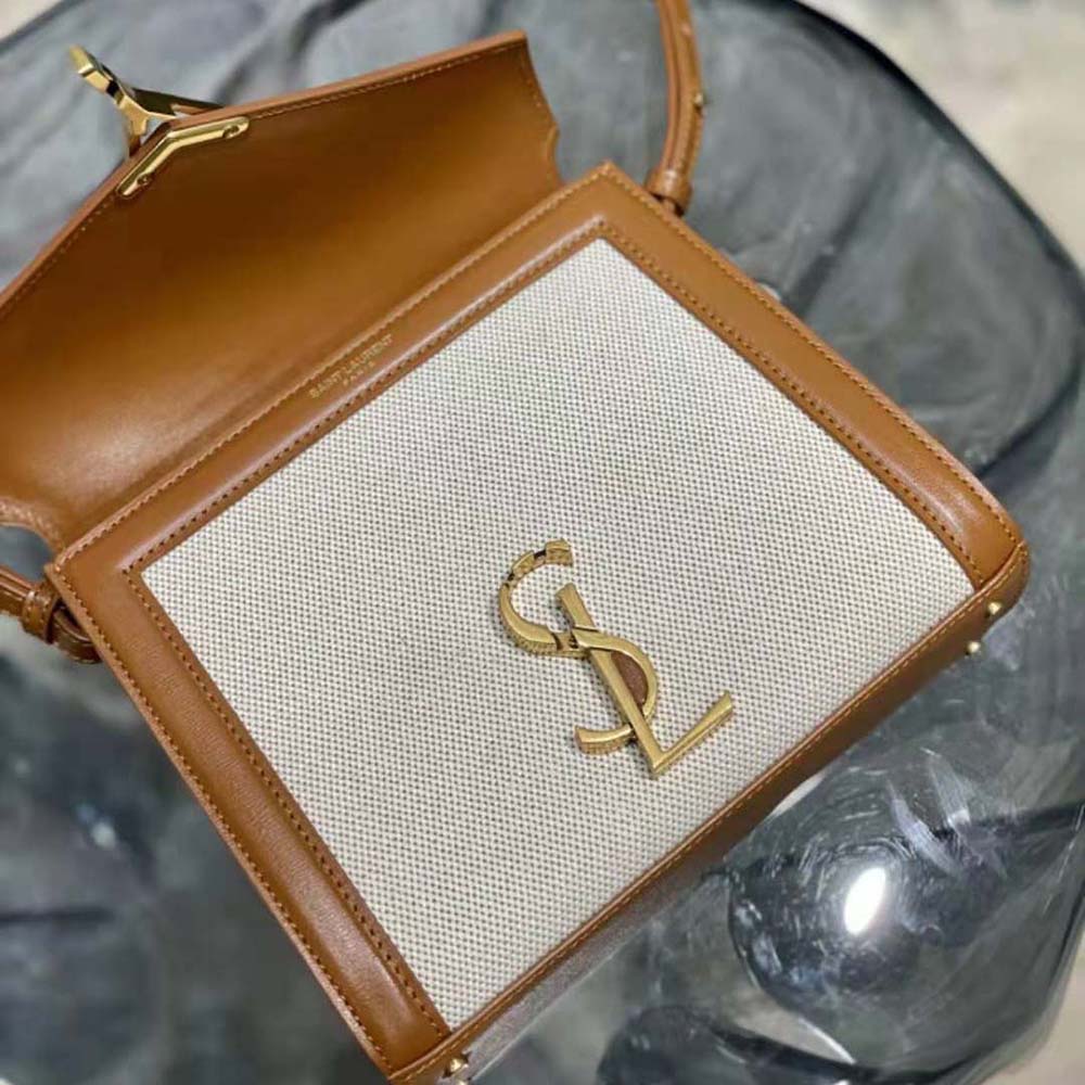 Saint Laurent YSL Women Cassandra Mini Top Handle Bag in Canvas and Smooth Leather 8 Saint Laurent YSL Women Cassandra Mini Top Handle Bag in Canvas and Smooth Leather - Image 8
