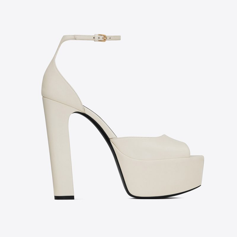 Saint Laurent YSL Women Jodie Platform Sandals in Suede-Black