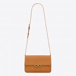 Saint Laurent YSL Women Le Maillon Satchel in Smooth Leather-Brown