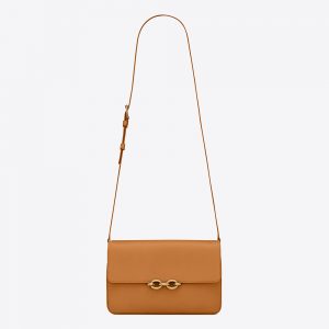 Saint Laurent YSL Women Le Maillon Satchel in Smooth Leather-Brown