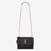 Saint Laurent YSL Women Sunset Medium in Crocodile-Embossed Shiny Leather