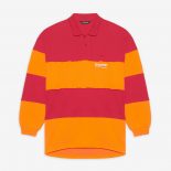 Balenciaga Men Patchwork Polo in RaspberryWhite