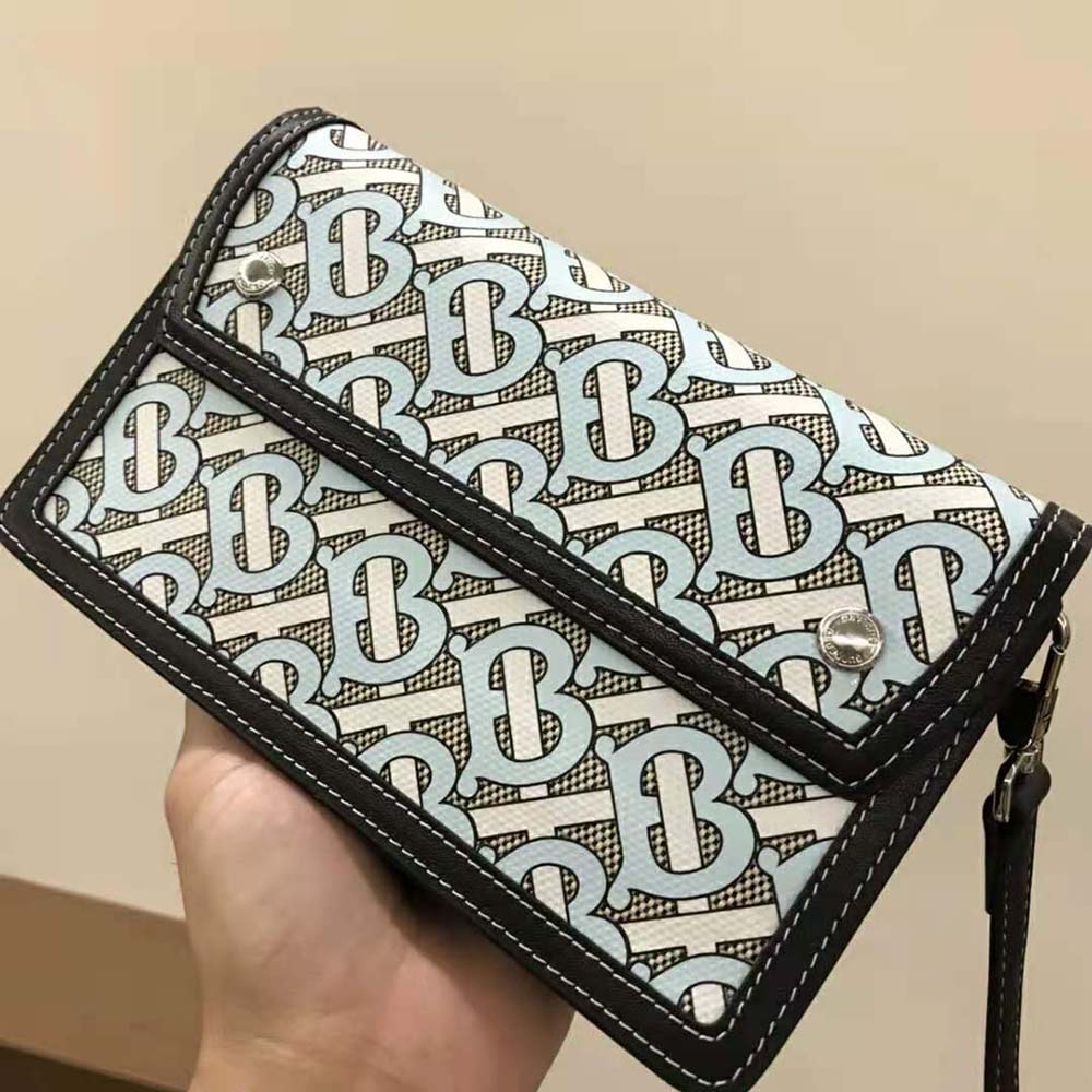 Burberry Men Monogram Print Canvas and Leather Crossbody Bag