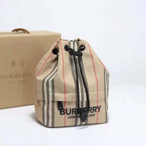 Burberry beige nylon cheap drawcord check pouch