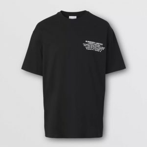 Burberry Women Location Print Cotton Oversized T-shirt-Black