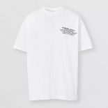 Burberry Women Location Print Cotton Oversized T-shirt-White