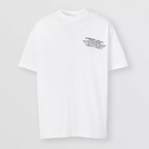 Burberry Women Location Print Cotton Oversized T-shirt-White
