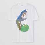 Burberry Women Marine Sketch Print Cotton Oversized T-shirt