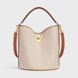 Celine Women Bucket 16 Bag in Textile and Calfskin