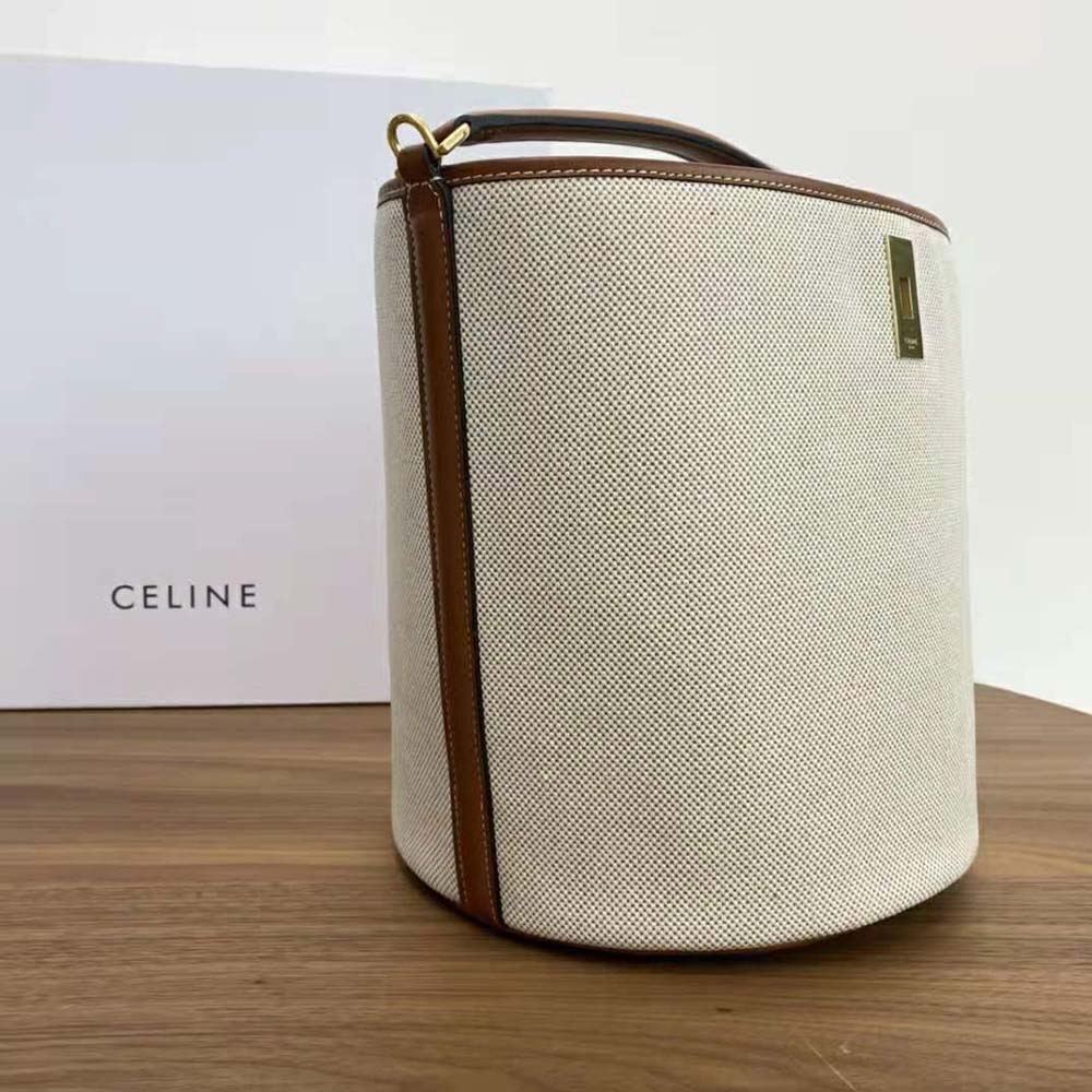 Shop CELINE 16 Bucket 16 Bag in TEXTILE WITH CELINE JACQUARD