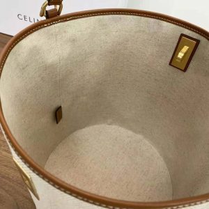 Bucket 16 Bag in textile and calfskin - CELINE