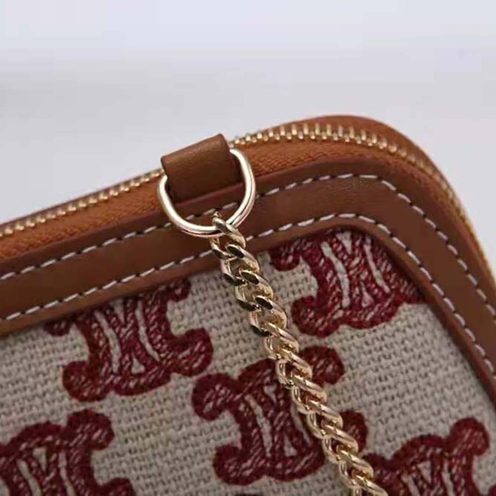 Celine Clutch with Chain in Textile with Triomphe Embroidery