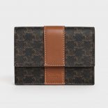 Celine Women Folded Compact Wallet in Triomphe Canvas and Lambskin