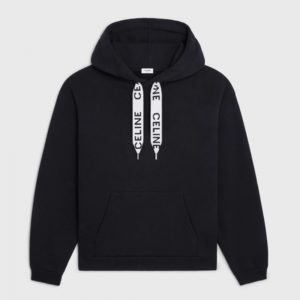 Celine Women Loose Celine Sweatshirt in Cotton Fleece-Black