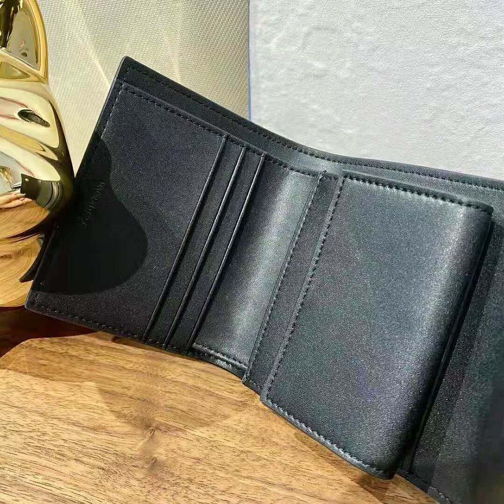 Celine Black Leather Small Trifold Wallet Celine