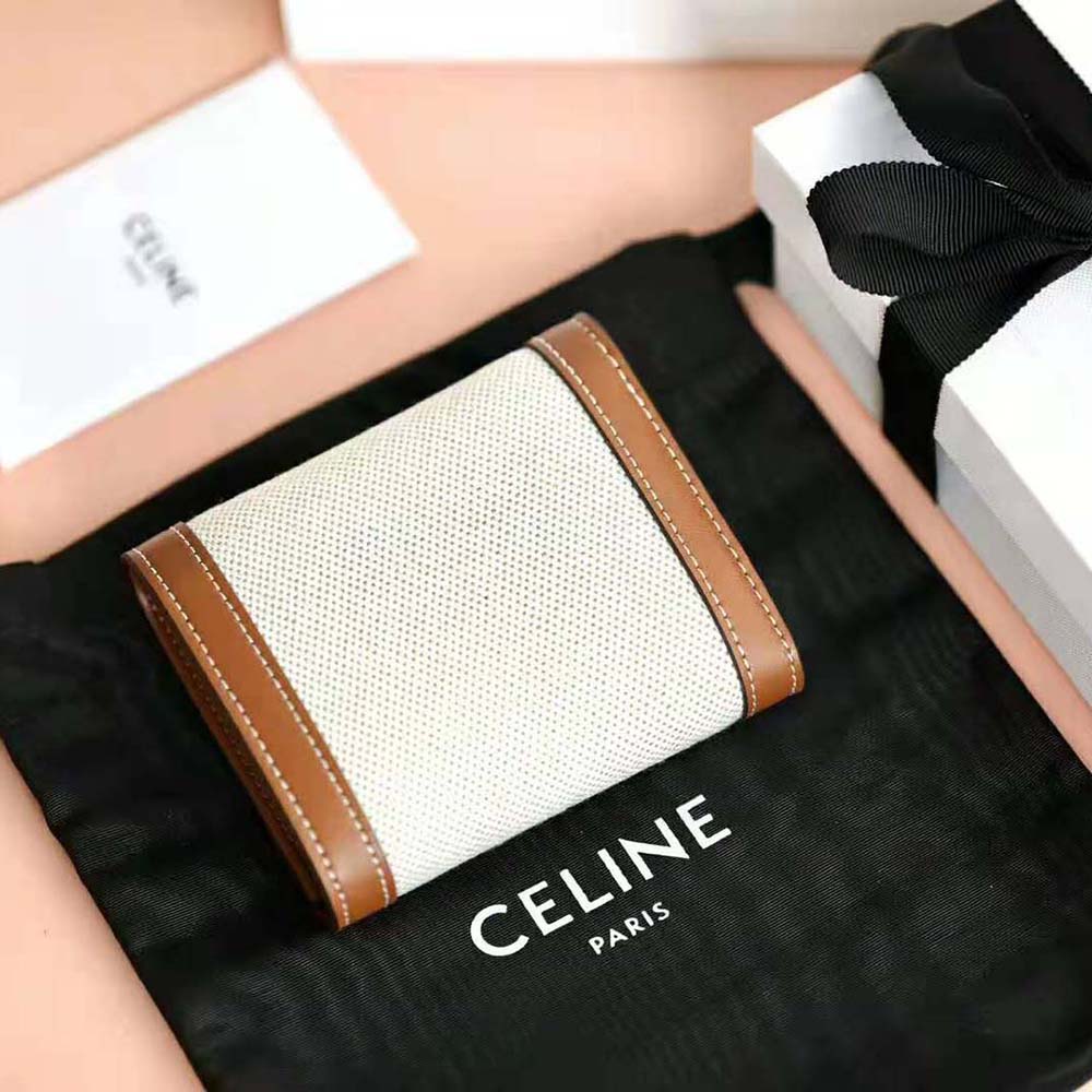 Women's Small wallet triomphe in textile and calfskin, CELINE