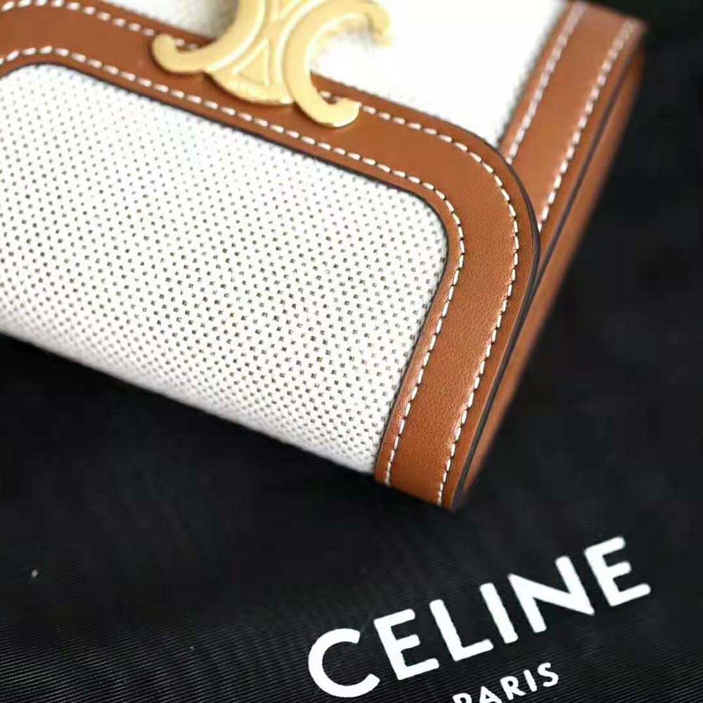 Women's Small wallet triomphe in textile and calfskin, CELINE