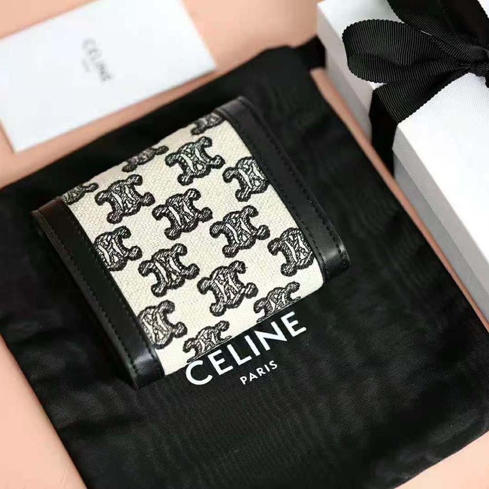 Celine Embroidered Triomphe All-over Black Card Holder