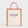 Celine Women Small Vertical Cabas Celine in Canvas with Celine Print and Calfskin