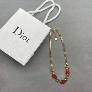 Dior Women CD Navy Necklace Gold-Finish 