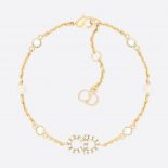 Dior Women Clair D Lune Bracelet Gold-Finish Metal with White Resin Pearls and White Crystals