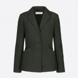 Dior Women Cloque-Effect Bar Jacket Black Matte Single-Breasted Technical Fabric