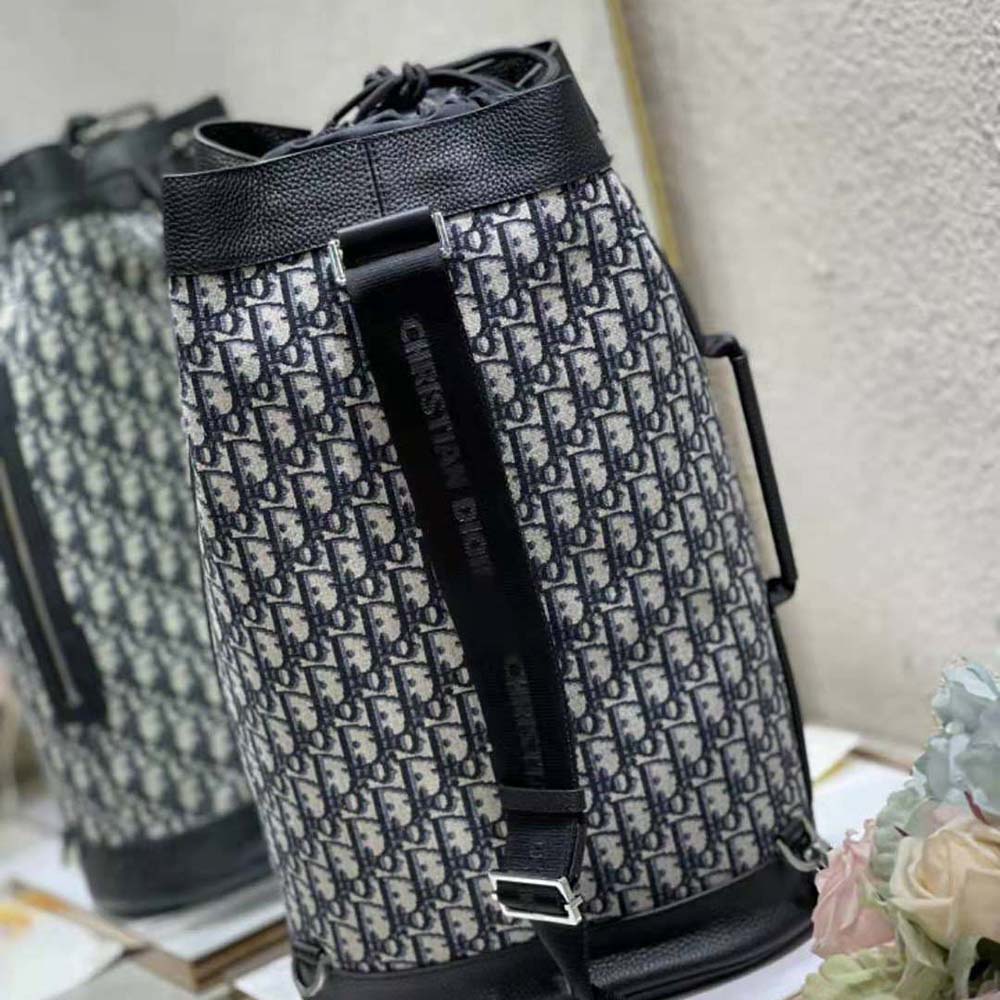 Dior Women Crossbody Backpack Beige and Black Dior Oblique Jacquard 5 Dior Women Crossbody Backpack Beige and Black Dior Oblique Jacquard - Image 5