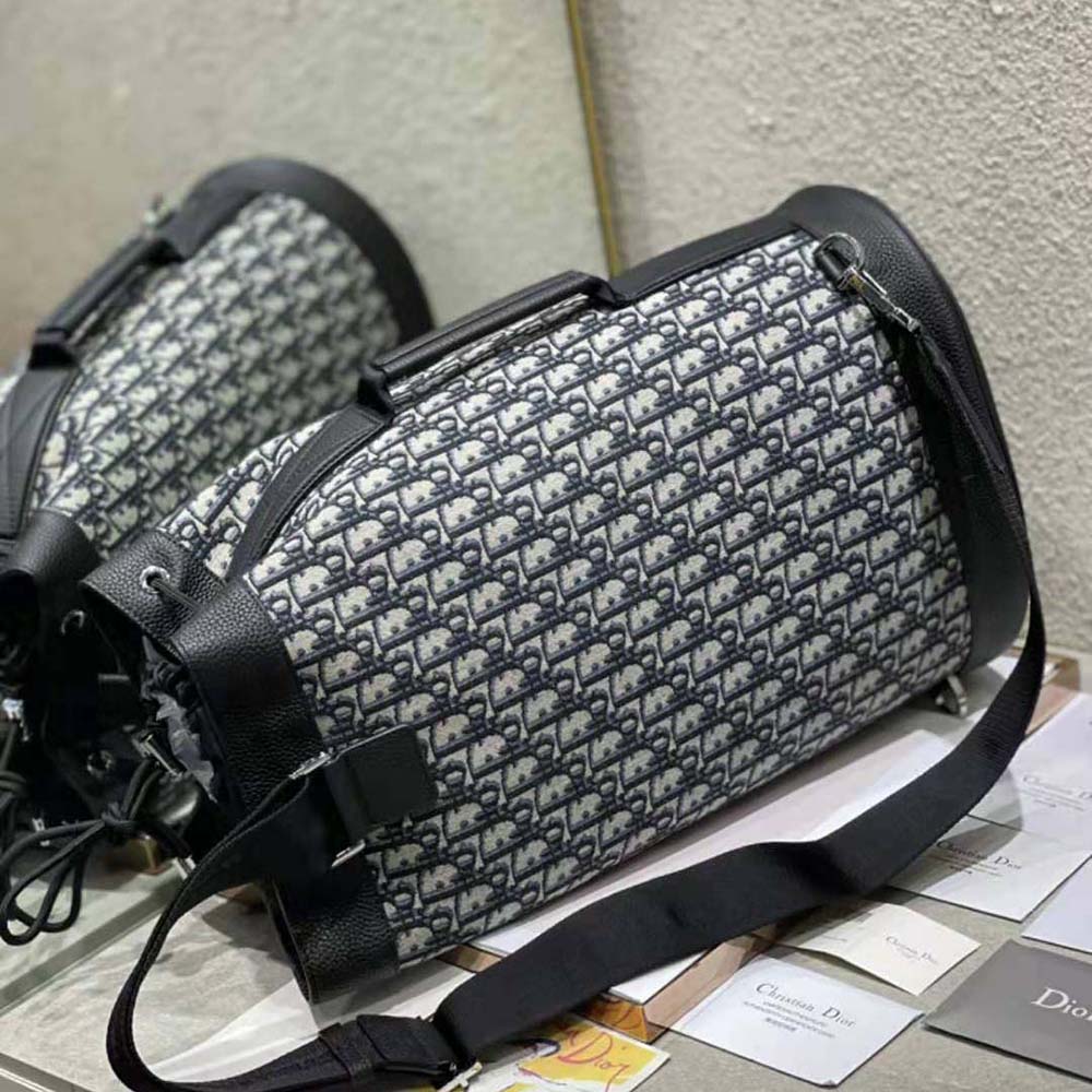 Dior Women Crossbody Backpack Beige and Black Dior Oblique Jacquard 6 Dior Women Crossbody Backpack Beige and Black Dior Oblique Jacquard - Image 6