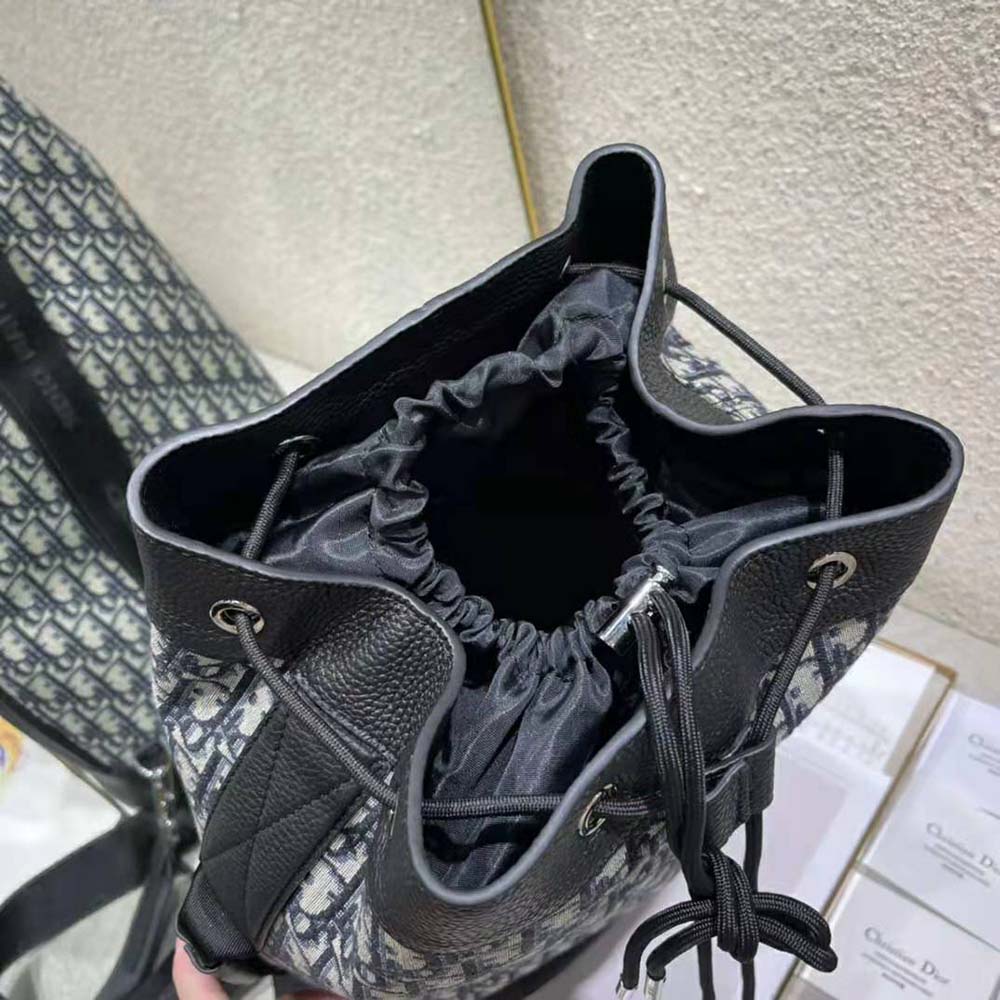 Dior Women Crossbody Backpack Beige and Black Dior Oblique Jacquard 9 Dior Women Crossbody Backpack Beige and Black Dior Oblique Jacquard - Image 9