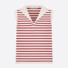 Dior Women Dioriviera Sleeveless Sweater Raspberry and White Dior Mariniere Silk and Cotton Knit
