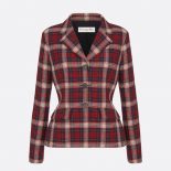 Dior Women Jacket Red Black and White Check n Dior Tartan Wool Twill