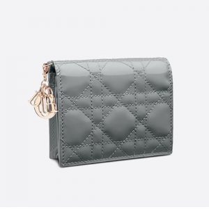 Dior - Mini Lady Dior Wallet Black Patent Cannage Calfskin - Women