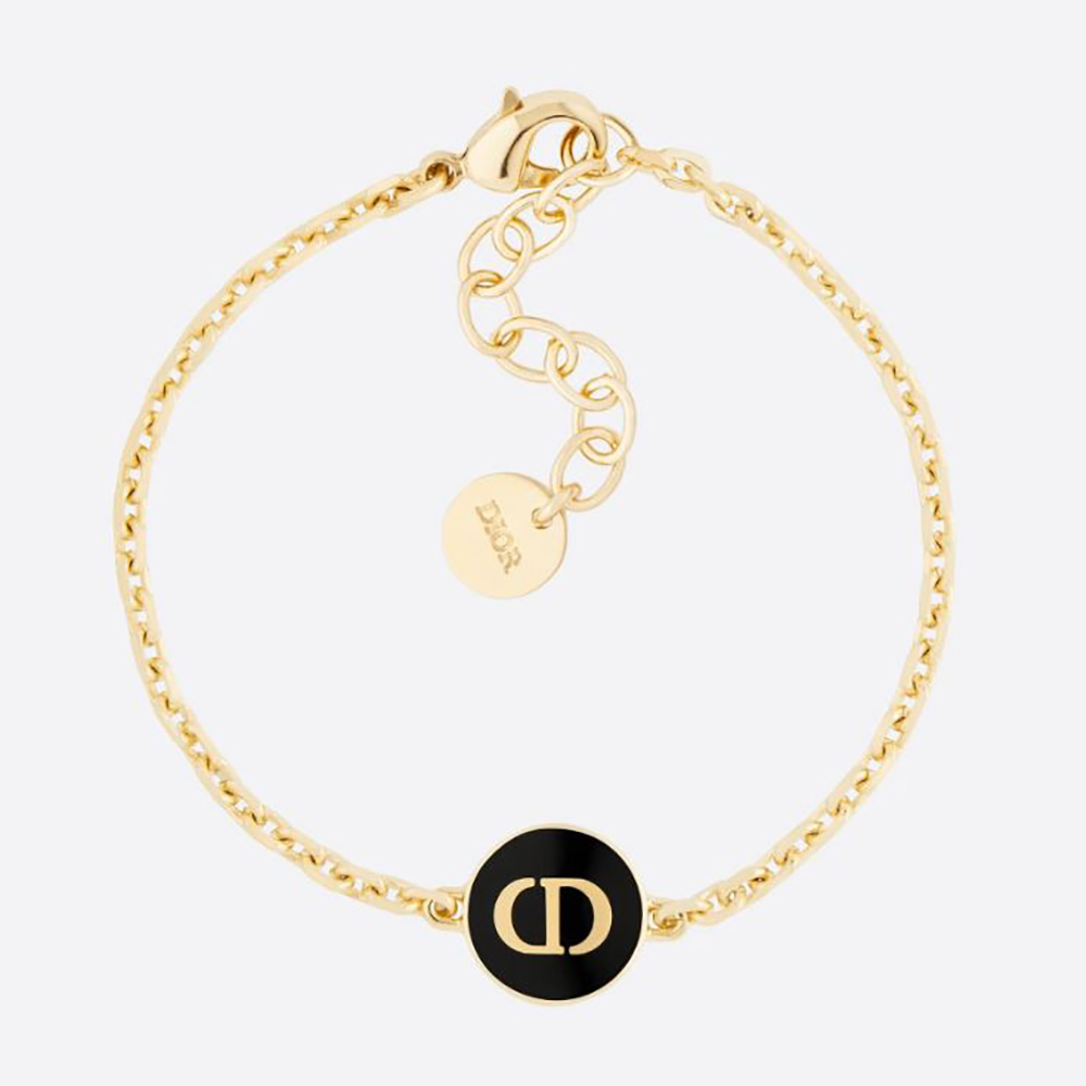 Dior Women Petit CD Bracelet Gold-Finish Metal and Black Lacquer