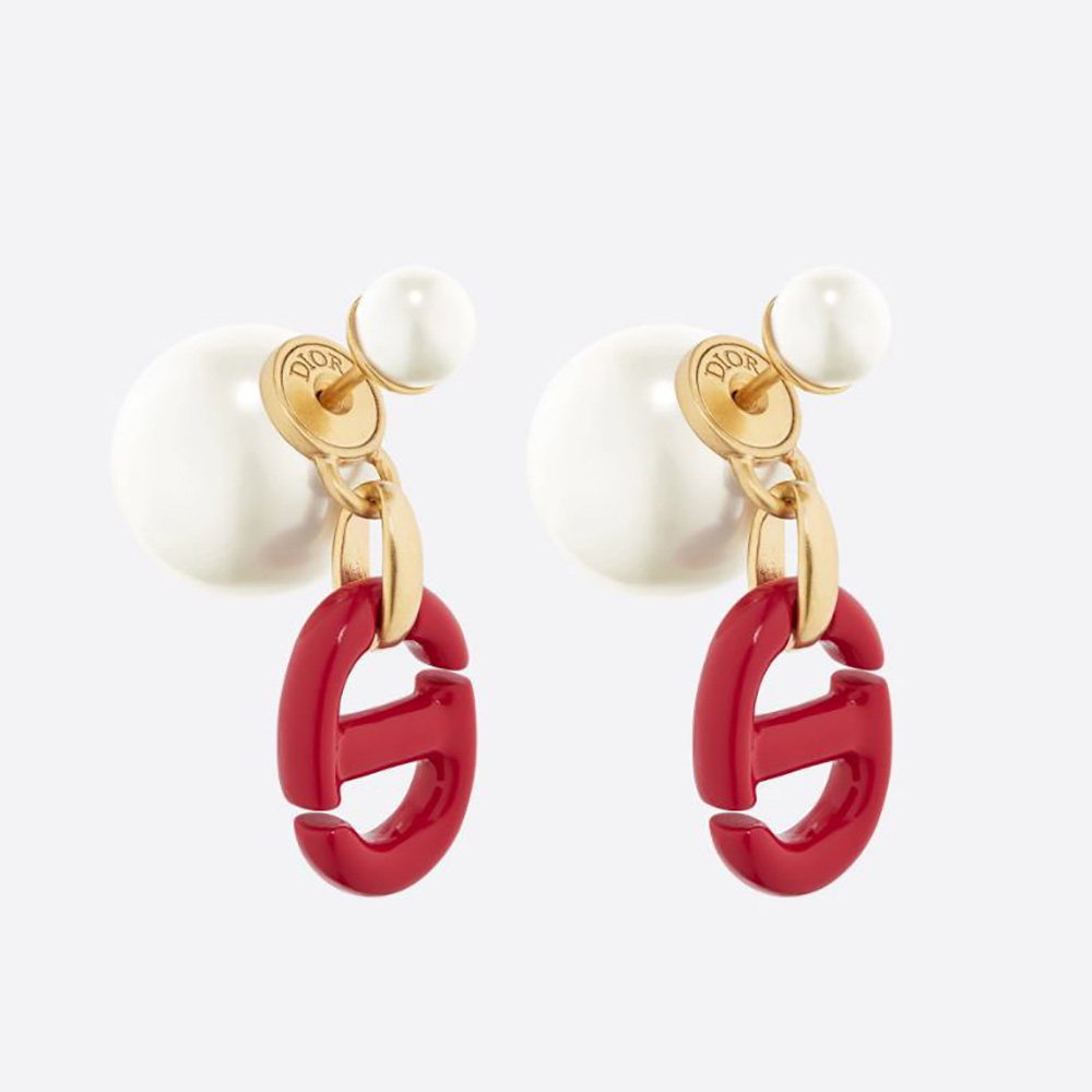 30 Montaigne Earrings Gold-Finish Metal and White Resin Pearls