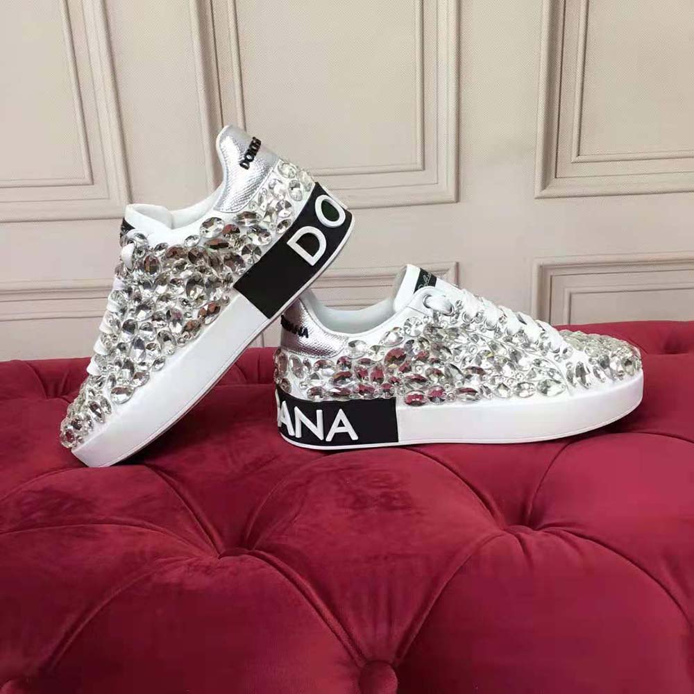 Dolce Gabbana D&G Women Calfskin Nappa Portofino Sneakers with All 