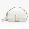Fendi Women Iconic Large Baguette Leather Bag-White
