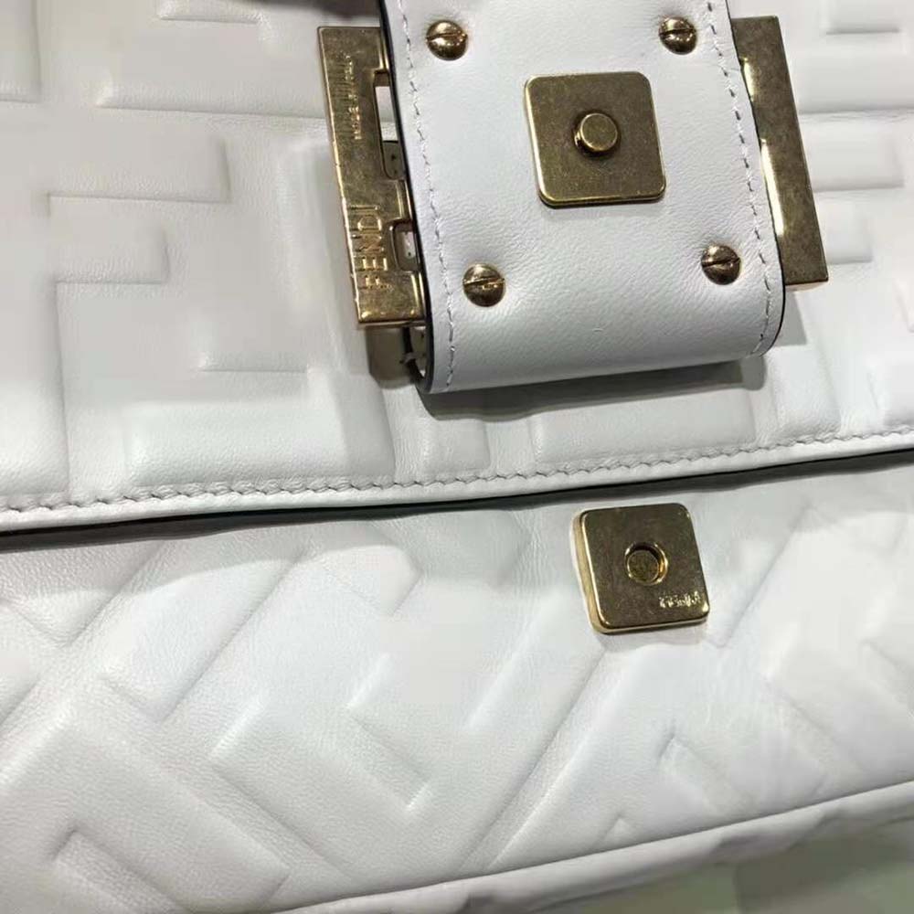 Fendi Women Iconic Large Baguette Leather Bag-White 4 Fendi Women Iconic Large Baguette Leather Bag-White - Image 4