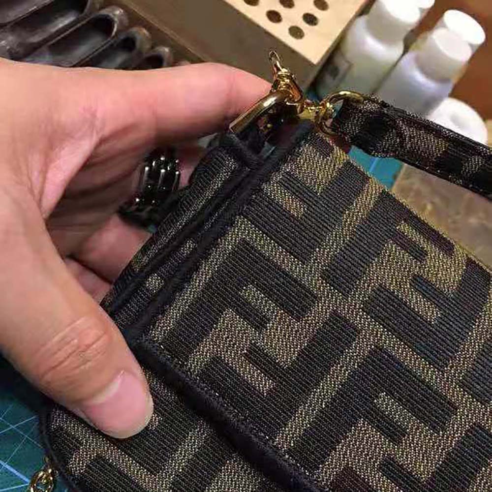 Fendi Women Mini Baguette Brown Fabric Bag 8 Fendi Women Mini Baguette Brown Fabric Bag - Image 8