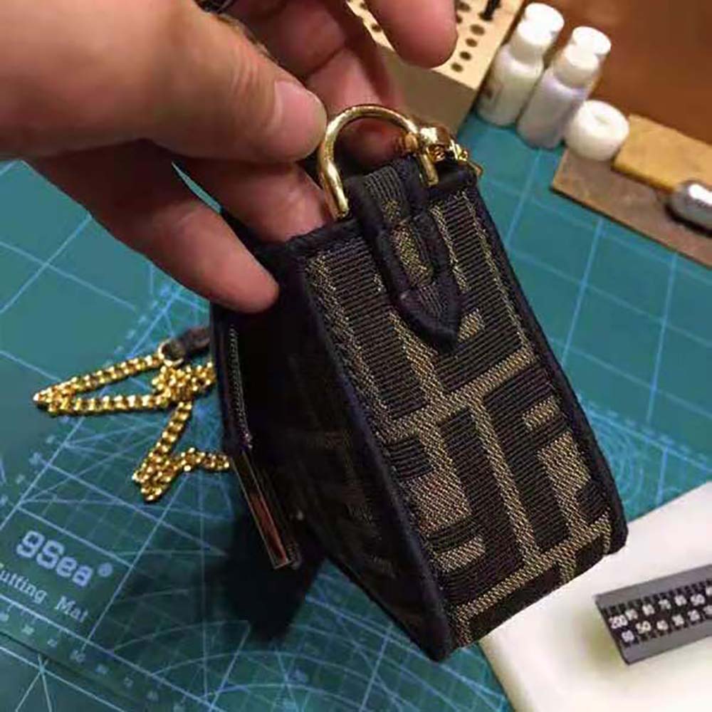 Fendi Women Mini Baguette Brown Fabric Bag 7 Fendi Women Mini Baguette Brown Fabric Bag - Image 7