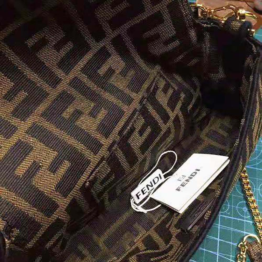 Fendi Women Mini Baguette Brown Fabric Bag 9 Fendi Women Mini Baguette Brown Fabric Bag - Image 9