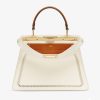 Fendi Women Peekaboo Iseeu Medium White Canvas Bag with Embroidery