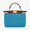 Fendi Women Peekaboo Mini Cotton Crochet Bag-blue