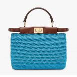Fendi Women Peekaboo Mini Cotton Crochet Bag-blue