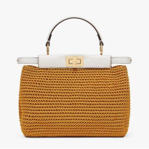Fendi Women Peekaboo Mini Cotton Crochet Bag