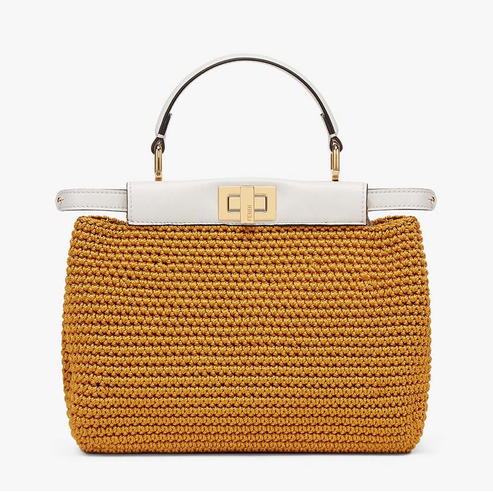 Fendi Women Peekaboo Mini Cotton Crochet BagBrown