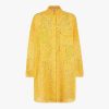 Fendi Women Yellow Lace Oversized Shirt Dress