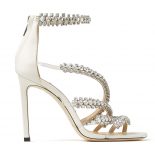 Jimmy Choo Women Josefine 100 Latte Nappa Sandals with Crystal Embellishment